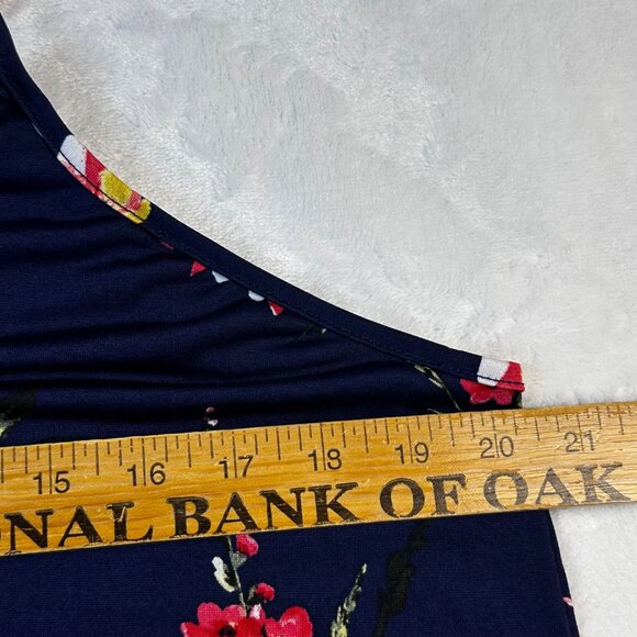 Papermoon Womens Blouse Navy Floral Spaguetti Strap Top Sz 1X Crisscross Back - Picture 9 of 10